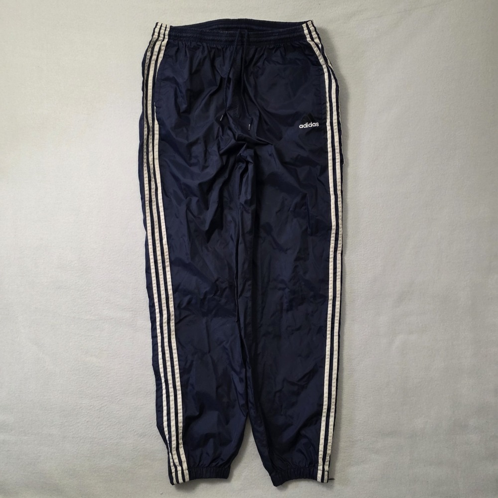 Vintage 90s Adidas Track Pants Mens XL Blue Windbreaker Striped Baggy Tapered